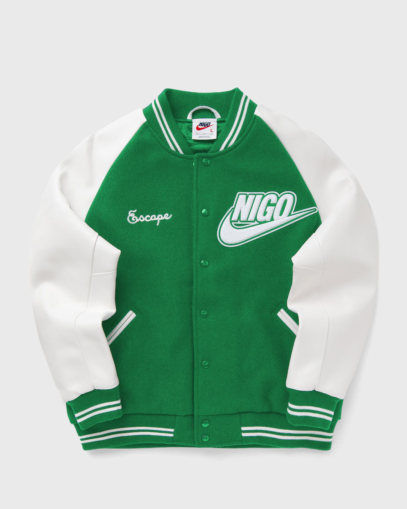 Nike X NIGO VRSTY JACKET men Bomber Jackets green|white in Größe:L Nike X NIGO VRSTY JACKET men Bomber Jackets green|white in Größe:L von Nike