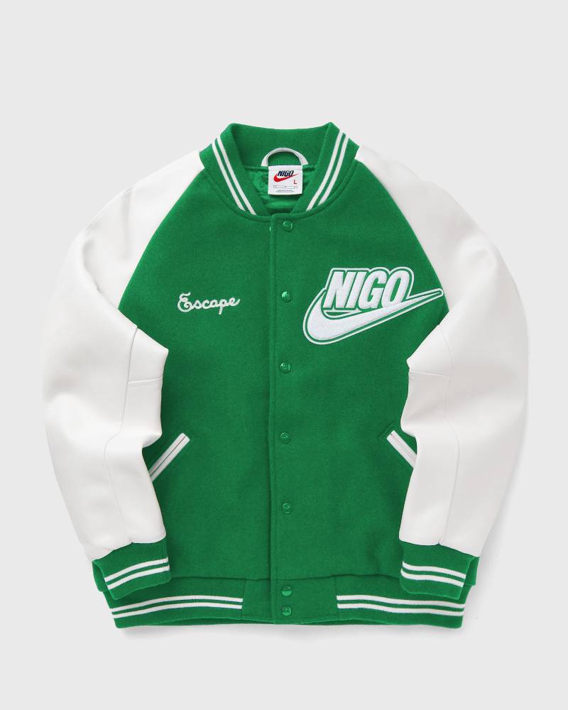 Nike X NIGO VRSTY JACKET men Bomber Jackets green|white in Größe:L Nike X NIGO VRSTY JACKET men Bomber Jackets green|white in Größe:L von Nike