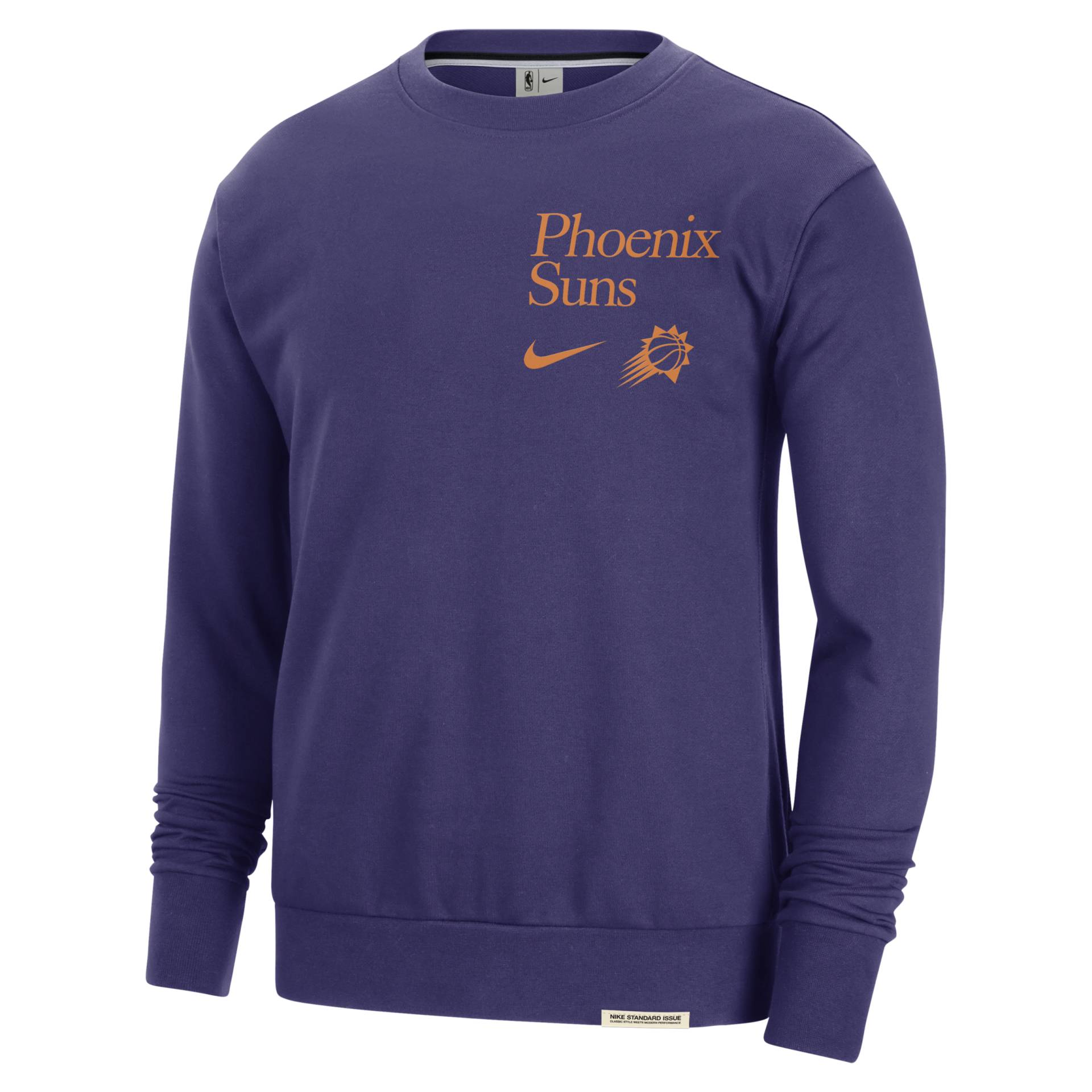 Phoenix Suns Standard Issue Nike Dri-FIT NBA-Sweatshirt mit Rundhalsausschnitt für Herren - Lila von Nike