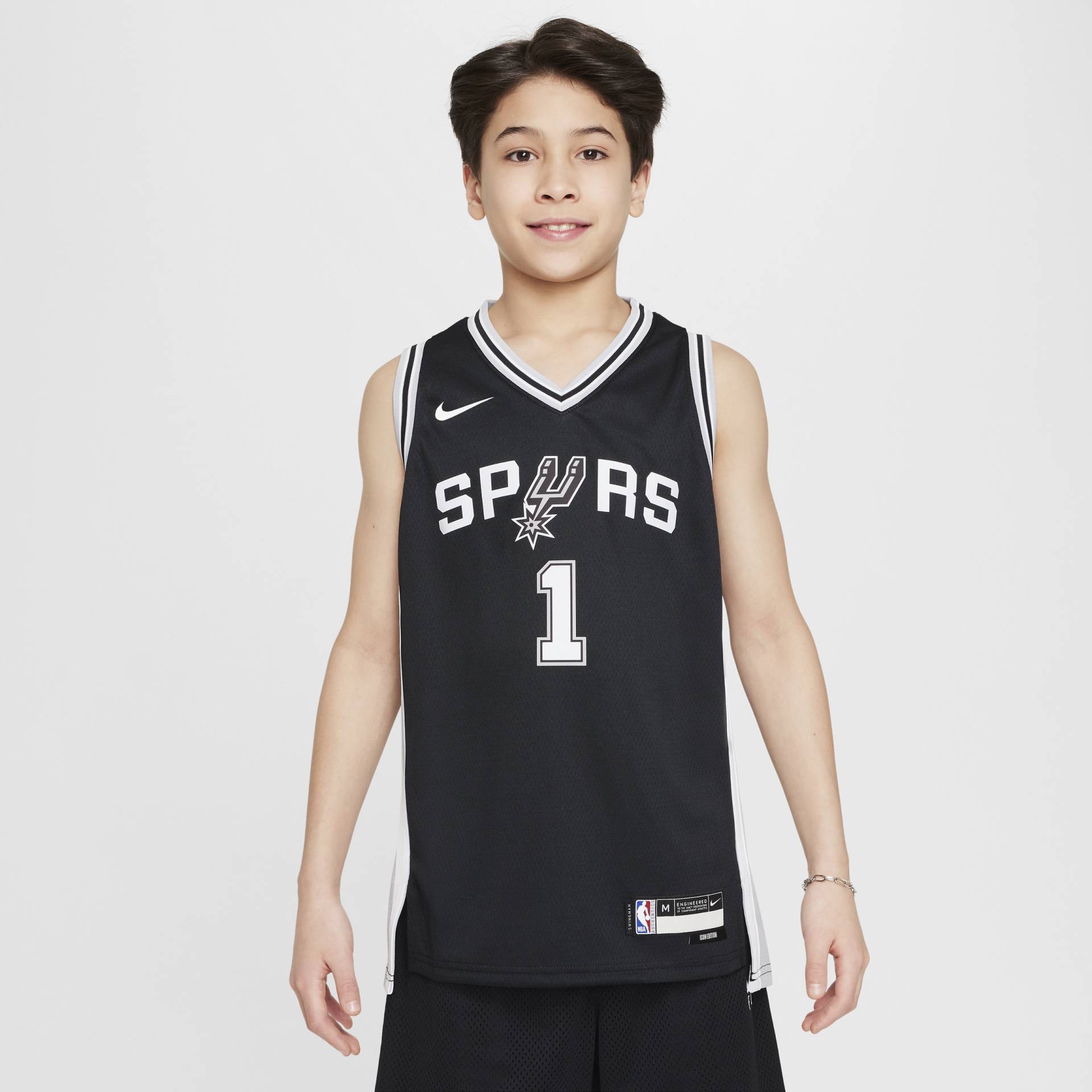 San Antonio Spurs 2022/23 Icon Edition Nike Swingman Trikot (ältere Kinder, Jungen) - Schwarz von Nike