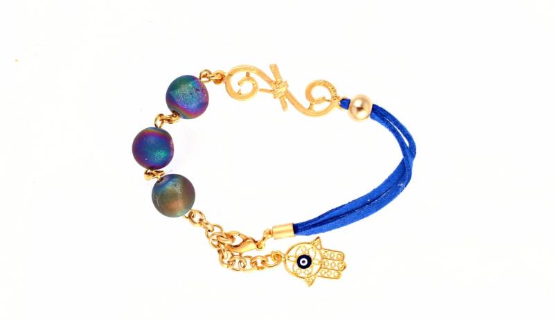 Hamsa Armband | Evil Eye Regenbogen Achat Brauner Bronze Gold Fatima Hamsa Armband | Evil Eye Regenbogen Achat Brauner Bronze Gold Fatima von NikiPikiAccessories