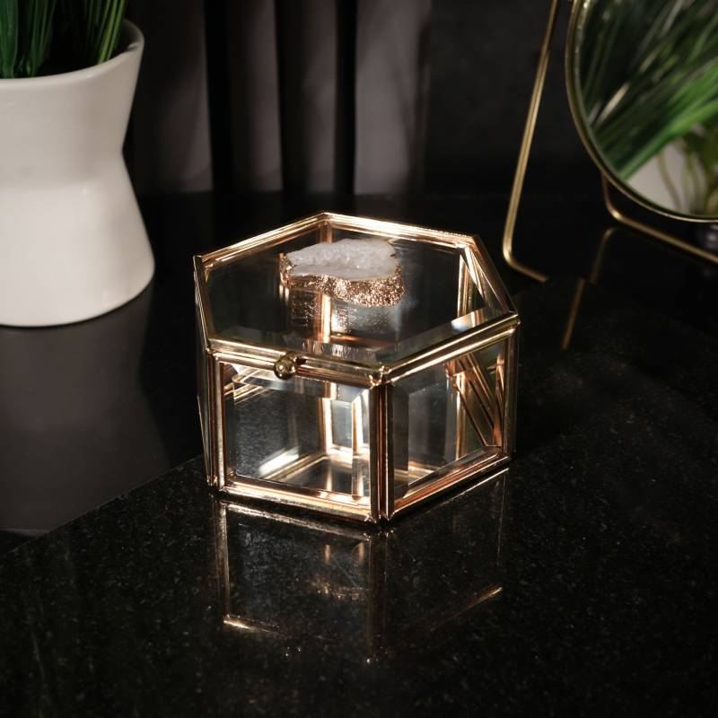 Glas Achat Kristall Trinket Box Gold/Silber Schmuck Aufbewahrung von NikitaByNiki