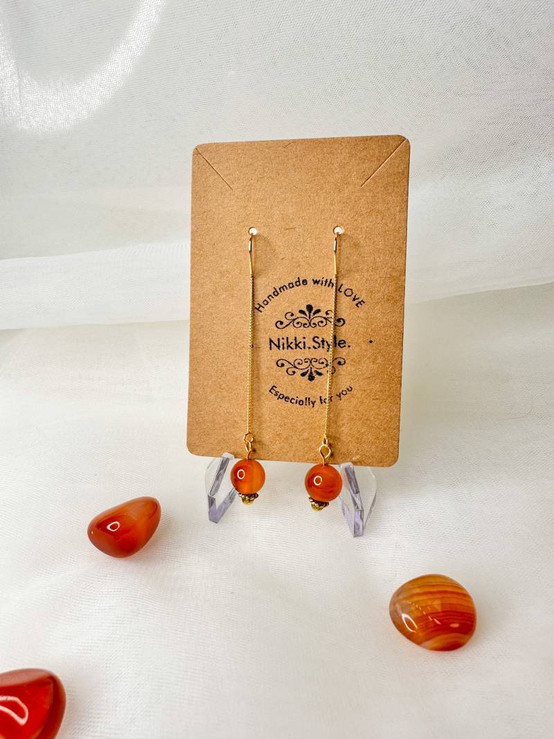 Karneol Kristall Fädelohrringe - Nur Orange von NikkiStyleBoutique