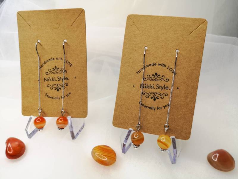 Karneol Kristall Fädelohrringe Silber von NikkiStyleBoutique