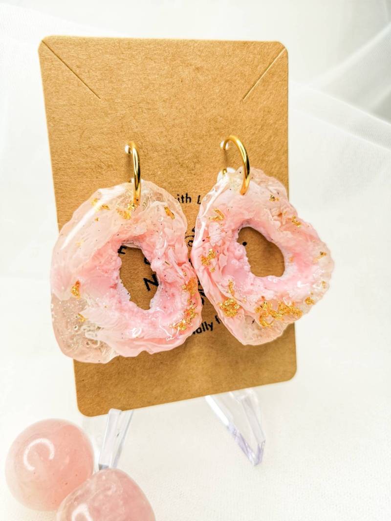 Rose Goldene Kristall Ohrringe Rosenquarz - Crystal Collection von NikkiStyleBoutique