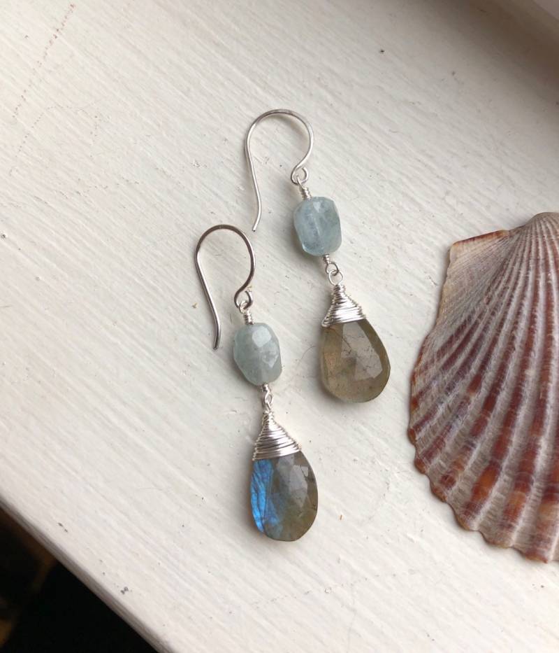 Aquamarin Und Labradorit Ohrringe von NikkisNicNaks