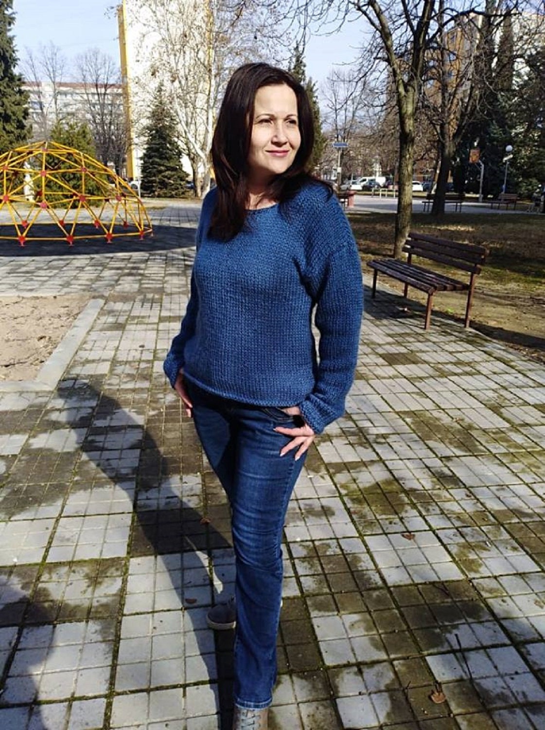 Chambray Blau Mohair Pullover, Slouchy Bequem Stricken von NikmarFashion