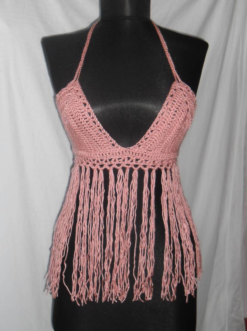 Handgemachte Häkeln Neckholder Top Mit Fransen - Festival Beach Korsett von NikmarFashion