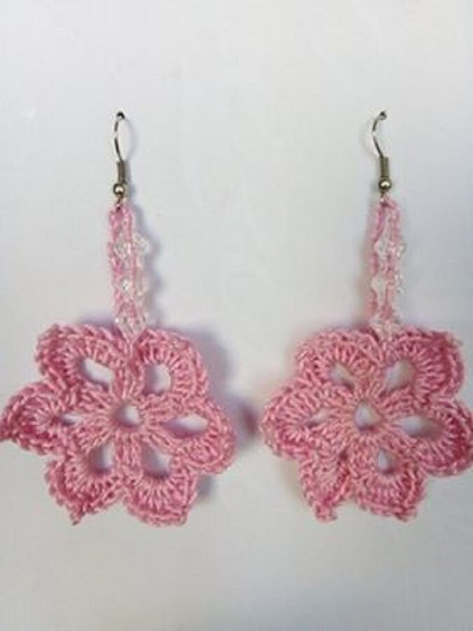 Handgemachte Gehäkelte Blumen Ohrringe, Sommer Schmuck von NikmarFashion