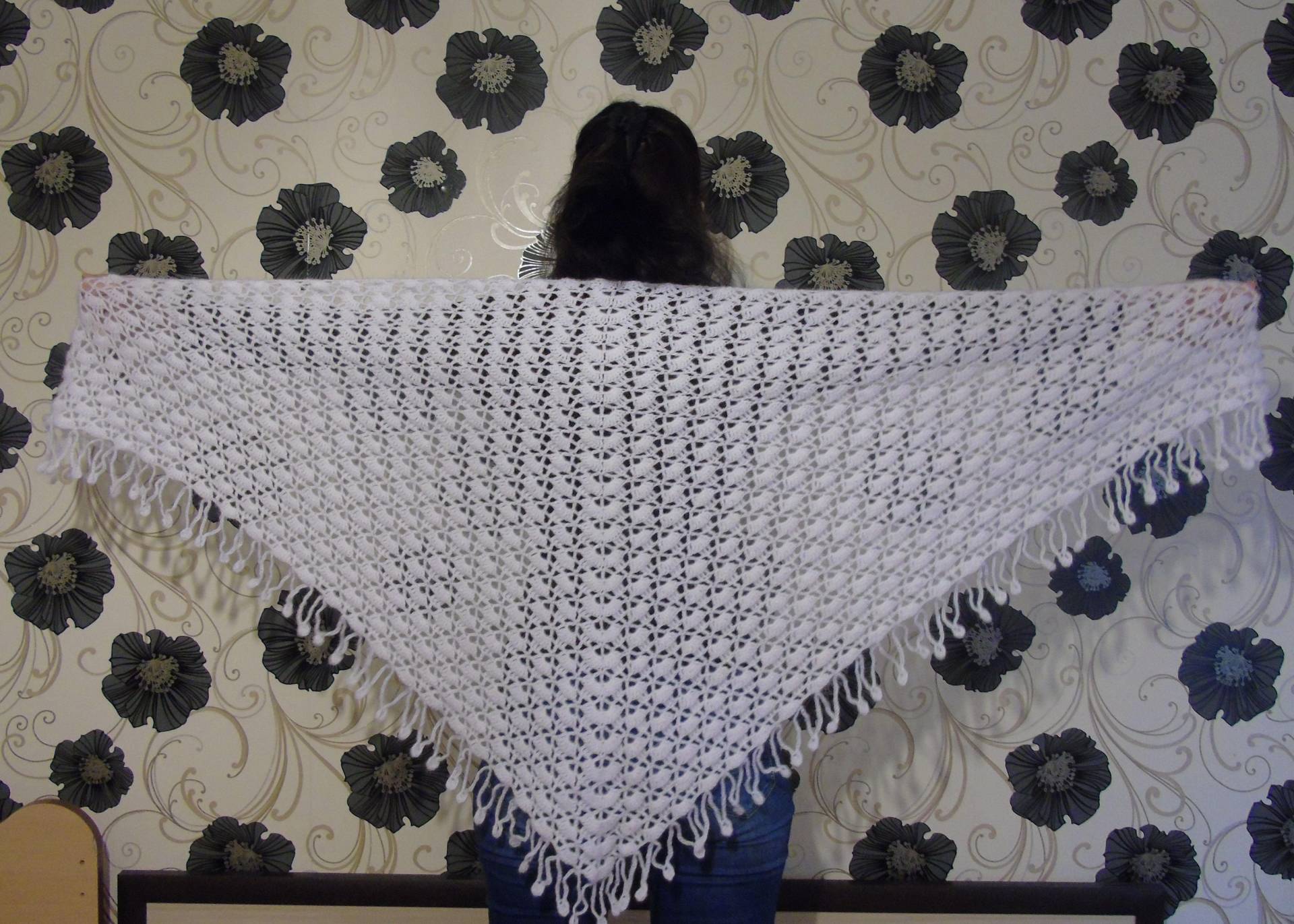 Тriangle Schal -Wolle Und Mohair Unikat Handgehäkelt von NikmarFashion