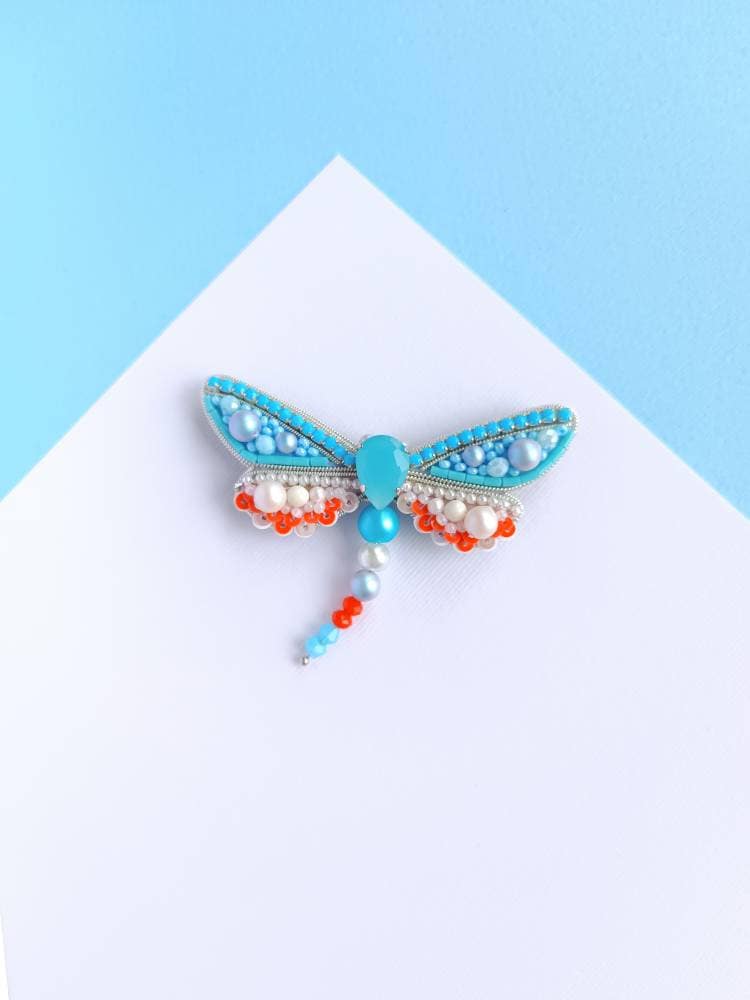 Blaue Libelle Brosche Schmetterling Liebhaber Weihnachtsgeschenk Strass Insekt Vintage Pin Schmuck Kristall von NikoLeeShop