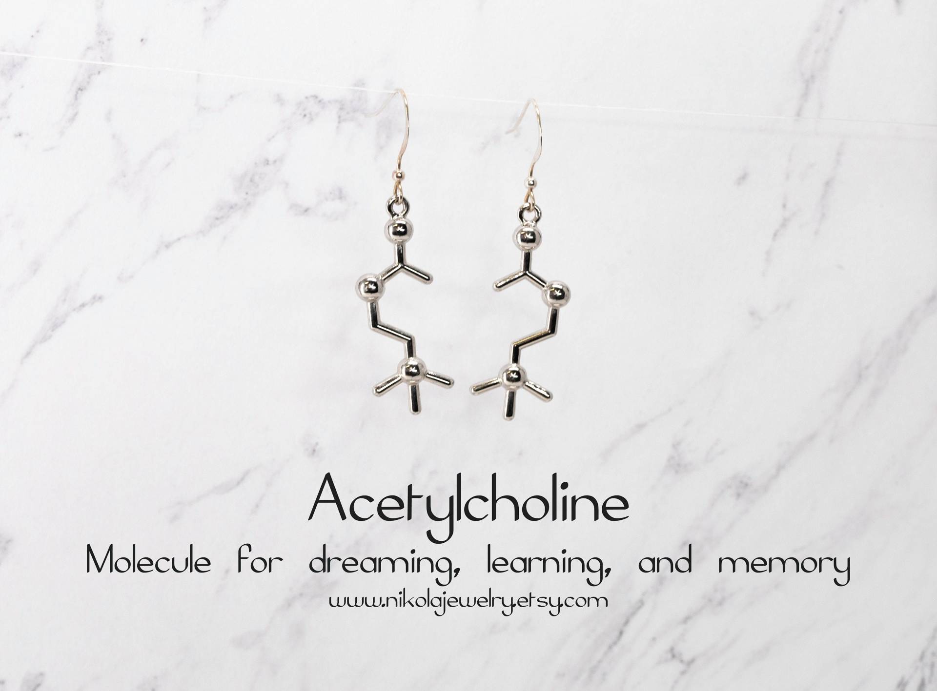 Acetylcholine Molecule Sterling Silber Ohrringe Wissenschaftliche Schmuck Acetylcholine Molecule Sterling Silber Ohrringe Wissenschaftliche Schmuck von NikolaJewelry