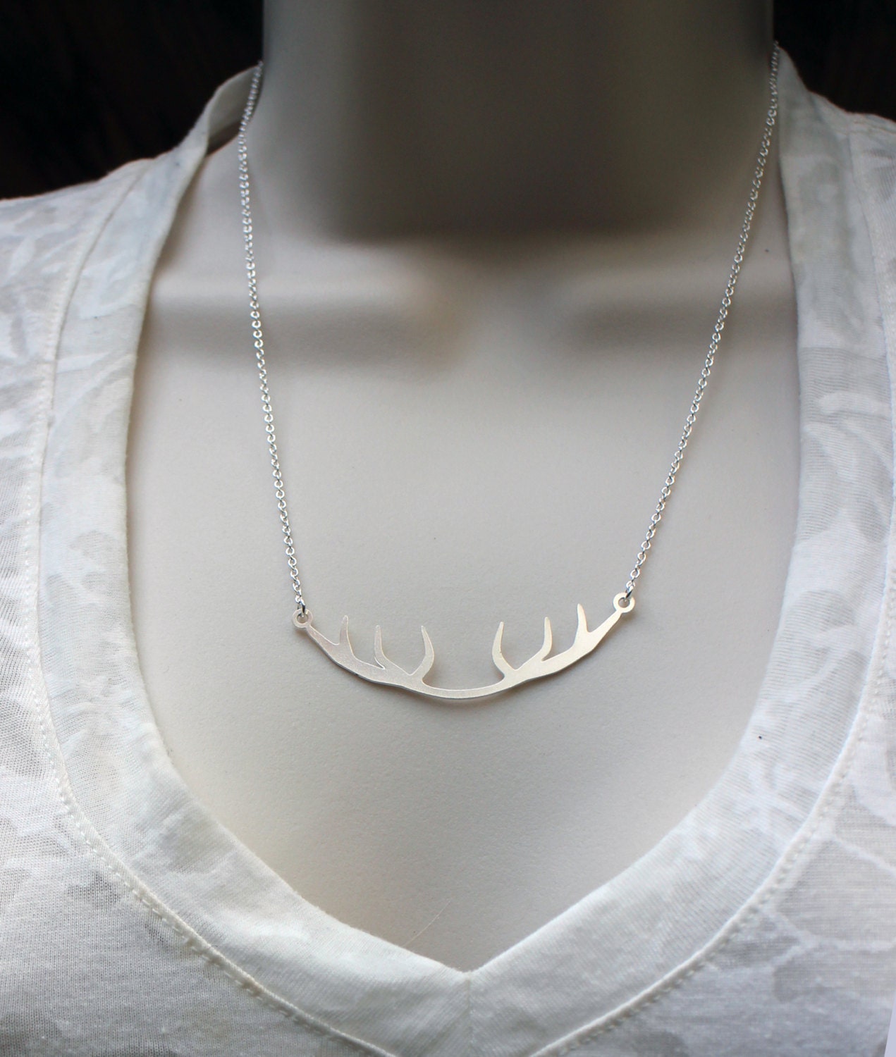 Hirschgeweih Halskette Sterling Silber Anhänger, Natur Schmuck Hirschgeweih Halskette Sterling Silber Anhänger, Natur Schmuck von NikolaJewelry