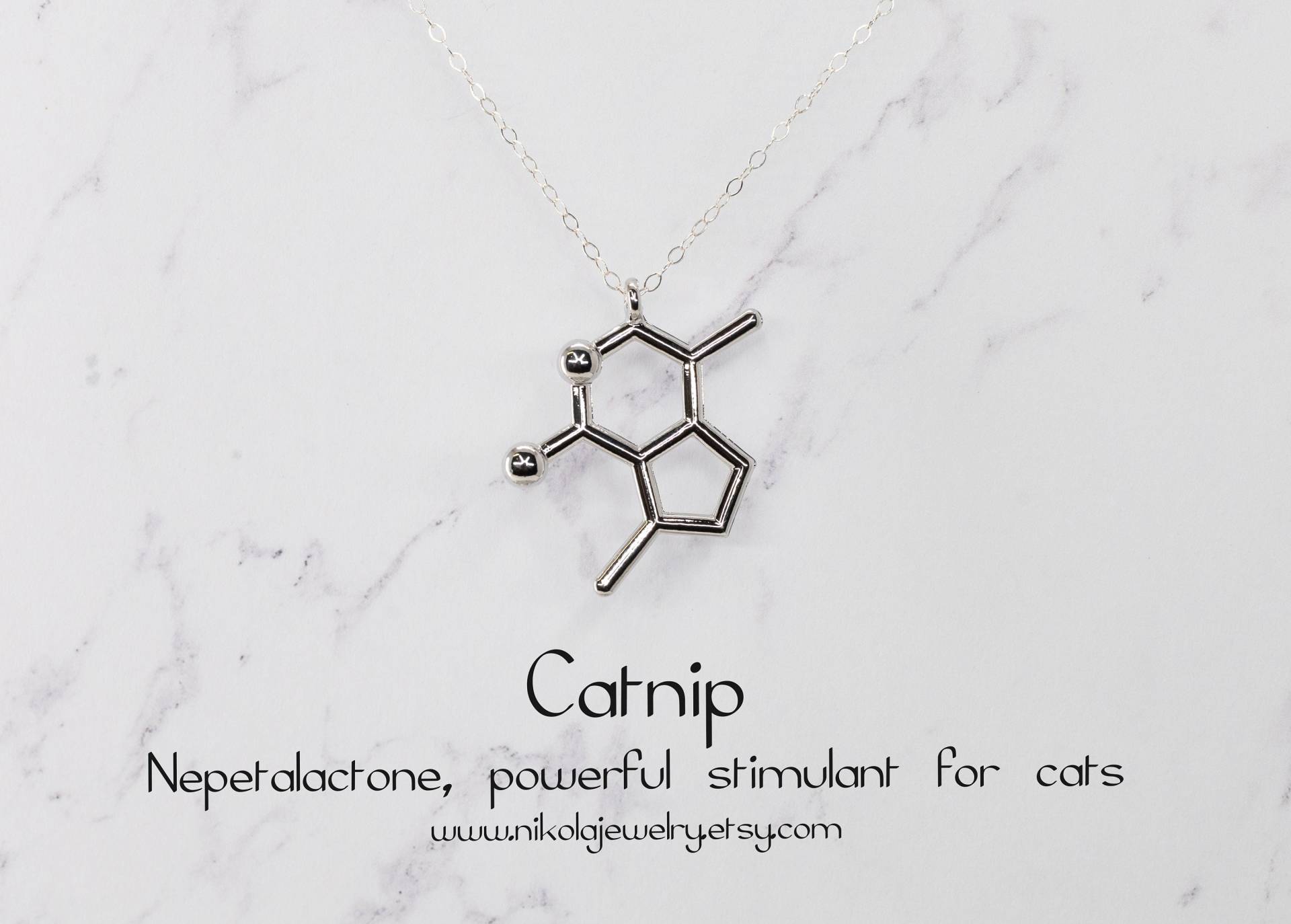 Katzenminze Molekül Kette Sterling Silber Geek Schmuck, Geschenk Für Die Wissenschaft Katzenminze Molekül Kette Sterling Silber Geek Schmuck, Geschenk Für Die Wissenschaft von NikolaJewelry