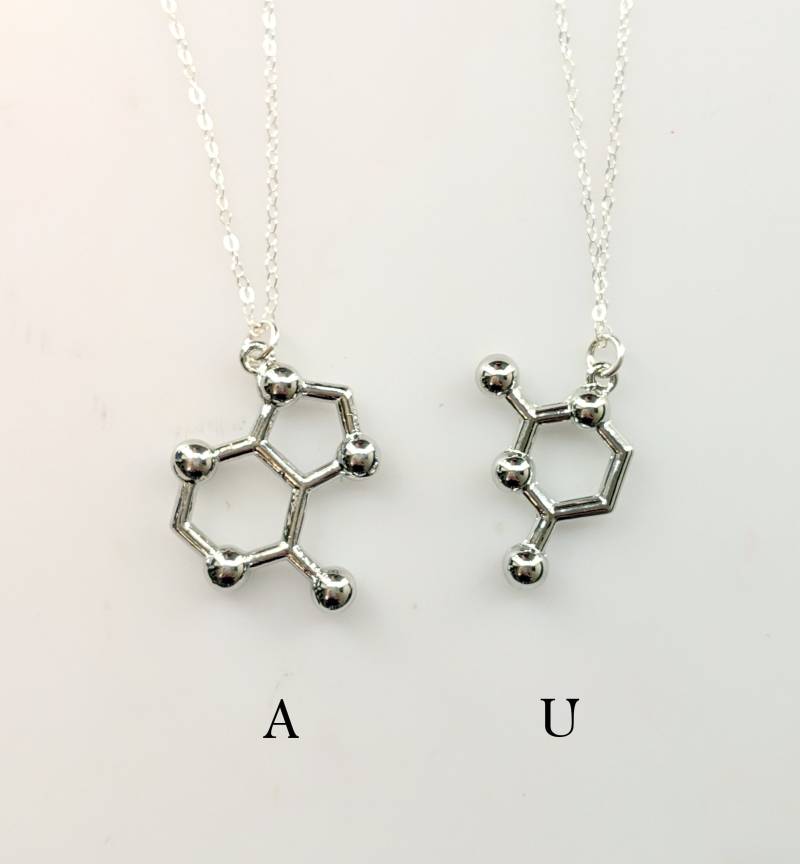 Rna Basis Paar Halsketten Set Sterling Silber Freundschaftsschmuck von NikolaJewelry