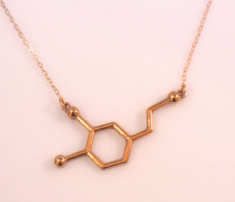 Rose Gold Dopamin-Molekül Halskette Wissenschaft Schmuck Geschenk von NikolaJewelry
