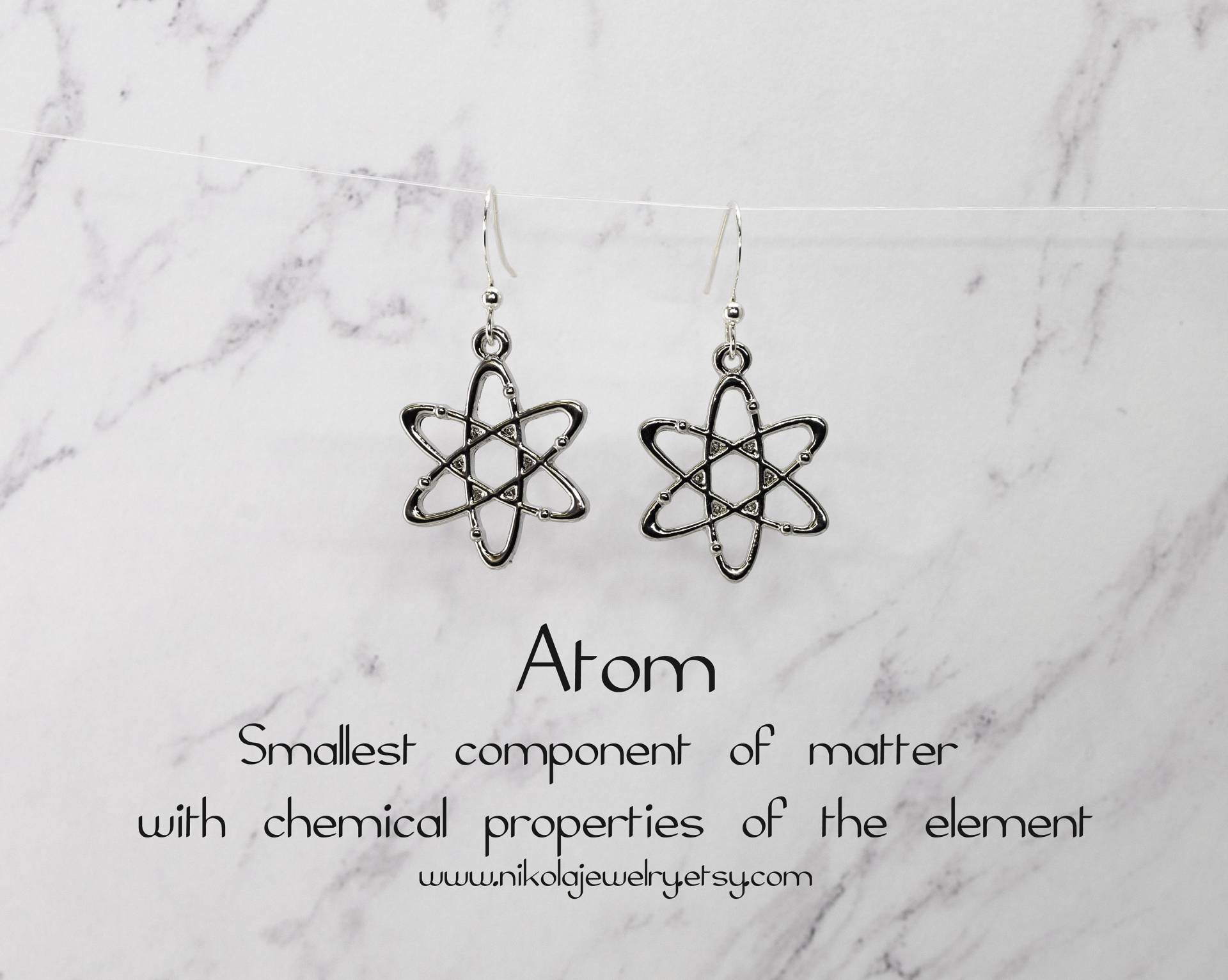 Silberne Atom Ohrringe Geschenk Für Wissenschaftler Silberne Atom Ohrringe Geschenk Für Wissenschaftler von NikolaJewelry