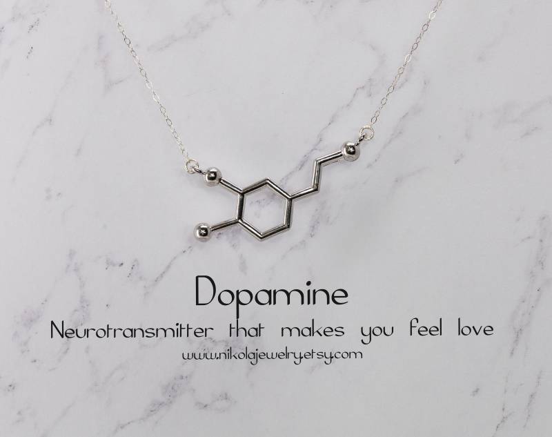 sterling Silber Dopamin Molekül Halskette Biologie Chemie Schmuck von NikolaJewelry