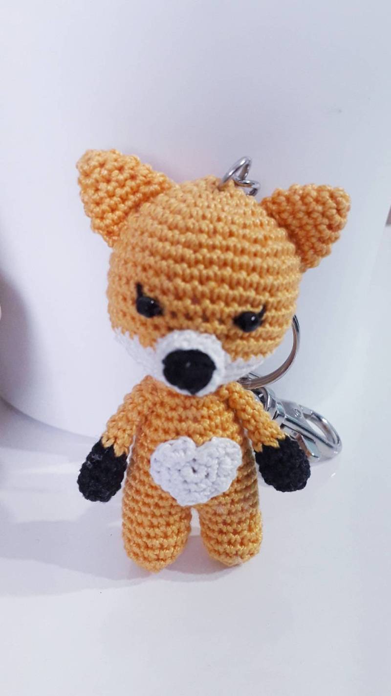 Gehäkelter Fuchs Schlüsselanhänger Amigurumi Plüsch Fuchs, Eco Spielzeug Geschenk von NikolicaHandmade