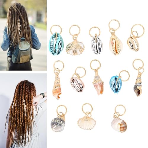 Nikou Haarzopfringe, Mehrzweck Dreadlocks Schmuck Dreadlocks Ring Shell Haarring DIY Haarschmuck Zubehör Einfach zu Bedienen Haar Dreadlocks Zubehör 13 Stück Mode für Frauen und Mädchen von Nikou