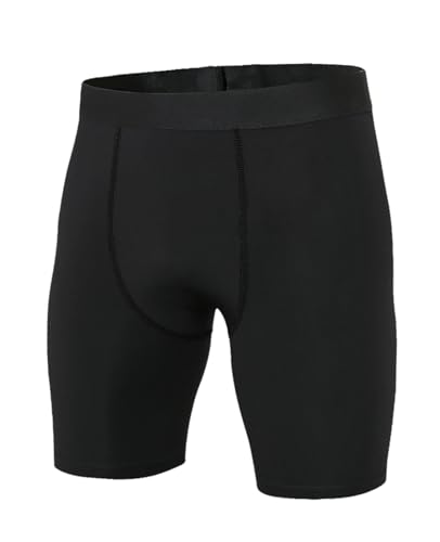 Niksa 1er Pack Herren Kompressionsshorts,Schnelltrocknendes Baselayer Unterhose Tights Kurz hochwertig, Schwarz L von Niksa