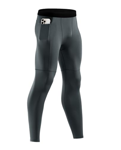 Niksa 1er Pack Sport Leggings Männer, Herren Tight Lang Quick Dry Kompression Hose für Fitness Workout Gym Joggen, Grau, XL von Niksa