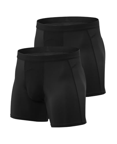 Niksa 2er Pack Herren Sport Boxershorts Funktionsunterwäsche Radlerhose kompressionsshorts Unterwäsche Radhosen Für Männer, Schwarz, XXL von Niksa