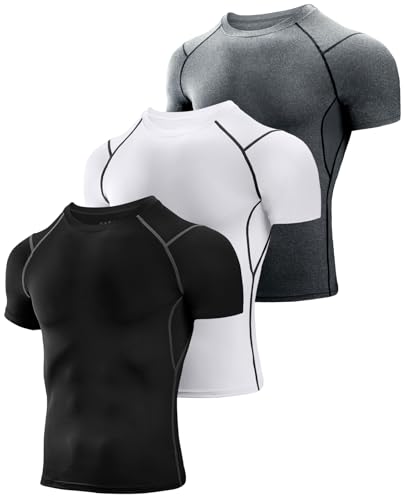 Niksa 3 Stück Kompressionsshirt Herren,Laufshirt Herren Kurzarm mit Unterarm Mesh kurzärmliges Funktionsshirt Atmungsaktiv Sportshirt Männer für Running Workout Fitness, Schwarz, Weiß, Grau, XXL Niksa 3 Stück Kompressionsshirt Herren,Laufshirt Herren Kurzarm mit Unterarm Mesh kurzärmliges Funktionsshirt Atmungsaktiv Sportshirt Männer für Running Workout Fitness, Schwarz, Weiß, Grau, XXL von Niksa