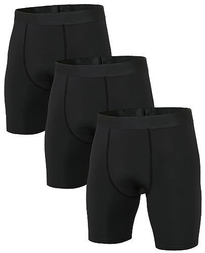 Niksa 3er Pack Herren Kompressionsshorts,Schnelltrocknendes Baselayer Unterhose Tights Kurz hochwertig Schwarz XL von Niksa