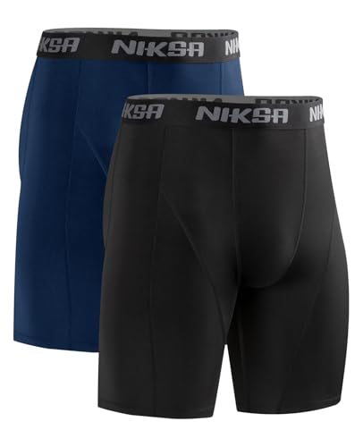 Niksa Herren Kompressionsshorts 1er oder 2er Pack, Funktionsunterwäsche Männer Sport Unterhosen Base Layer Laufunterwäsche, Atmungsaktiv & Schnelltrocknend Laufhose Tight Kurz von Niksa