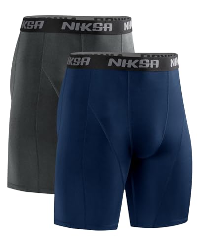 Niksa Herren Kompressionsshorts 1er oder 2er Pack, Funktionsunterwäsche Männer Sport Unterhosen Base Layer Laufunterwäsche, Atmungsaktiv & Schnelltrocknend Laufhose Tight Kurz von Niksa