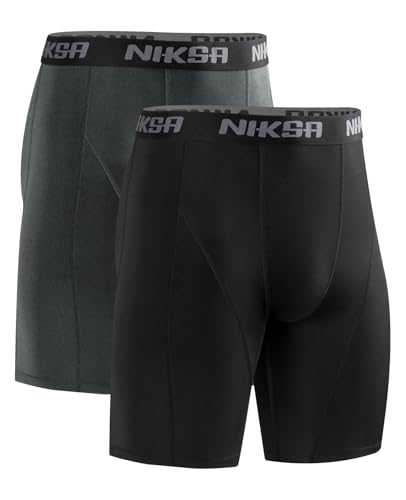 Niksa Herren Kompressionsshorts 1er oder 2er Pack, Funktionsunterwäsche Männer Sport Unterhosen Base Layer Laufunterwäsche, Atmungsaktiv & Schnelltrocknend Laufhose Tight Kurz von Niksa