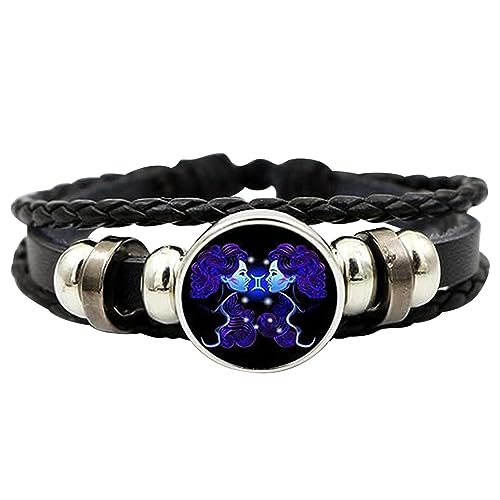 12 Sternzeichen-Armbänder, Sternzeichen-Geist-Armband, Serene Manifestation Armband, Sternzeichen-Seil-Armband, Leder, Handgefertigtes Gewebtes Sternzeichen-Wickelarmband Als Geschenk Für Erwachsene von Niktule
