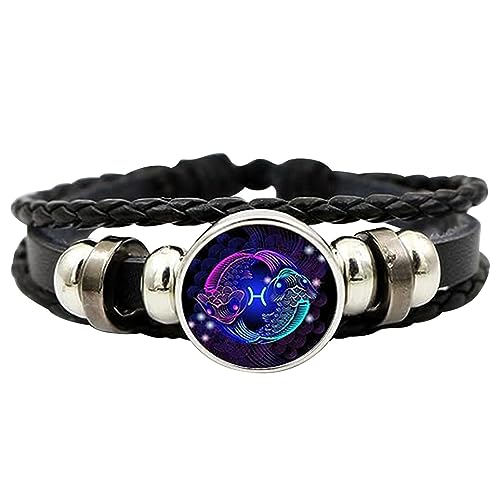 12 Sternzeichen-Armbänder, Sternzeichen-Geist-Armband, Serene Manifestation Armband, Sternzeichen-Seil-Armband, Leder, Handgefertigtes Gewebtes Sternzeichen-Wickelarmband Als Geschenk Für Erwachsene von Niktule