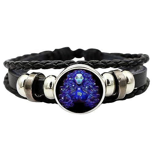 12 Sternzeichen-Armbänder, Sternzeichen-Geist-Armband, Serene Manifestation Armband, Sternzeichen-Seil-Armband, Leder, Handgefertigtes Gewebtes Sternzeichen-Wickelarmband Als Geschenk Für Erwachsene von Niktule