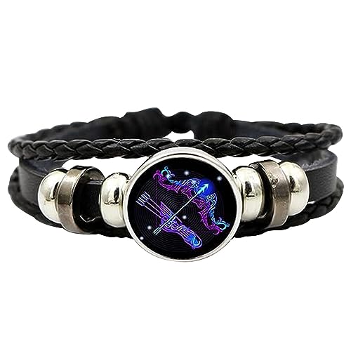 12 Sternzeichen-Armbänder, Sternzeichen-Geist-Armband, Serene Manifestation Armband, Sternzeichen-Seil-Armband, Leder, Handgefertigtes Gewebtes Sternzeichen-Wickelarmband Als Geschenk Für Erwachsene von Niktule