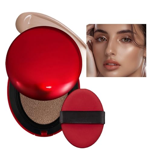 Cushion Foundation, Air Cushion Cream, Korean Red Cushion Foundation Makeup For Glass Skin, Natural Light BB Cream Feuchtigkeitsgrundierung, Multifunktionales, Langlebiges Make-up-Zubehör Für Frauen von Niktule
