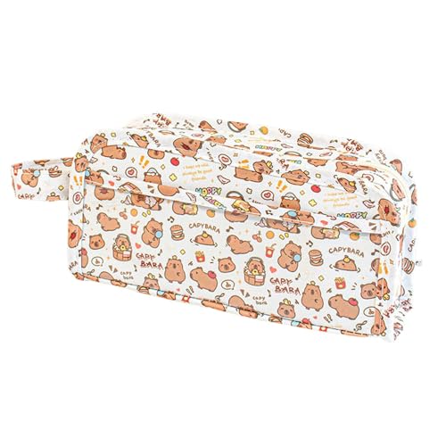 Niktule Capybara Federmäppchen, Capybara Federmäppchen | Bleistiftbeutel Organizer Briefpapier Aufbewahrungstasche Mehrschichtiges Capybara-Stiftetui - Stiftetui mit breiter Öffnung, große Kapazität, von Niktule