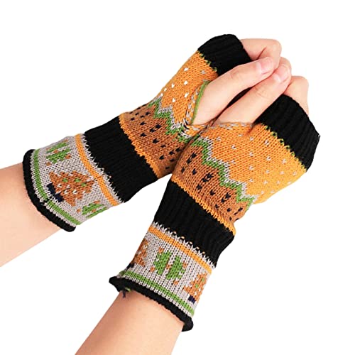 Niktule Fingerlose Fäustlinge für Frauen - Fingerlose Handschuhe - Weihnachten Damen Strick Armwärmer Fingerlose Handschuhe Winter Daumenloch Handschuhe Fäustlinge für Frauen Mädchen von Niktule