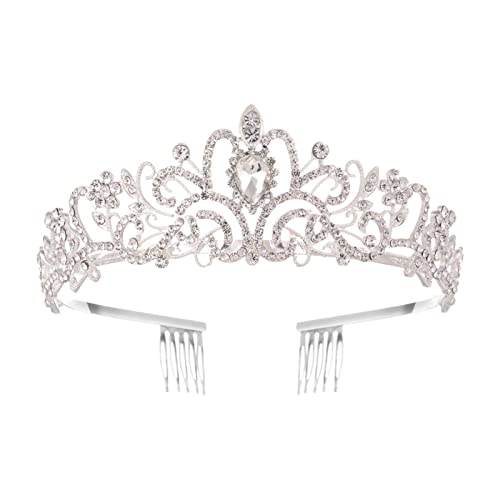 Prinzessin-Krone aus Kristall, runde Brautkrone mit Strass-Kämmen, Haarschmuck für das Festival-Geschenk von Niktule
