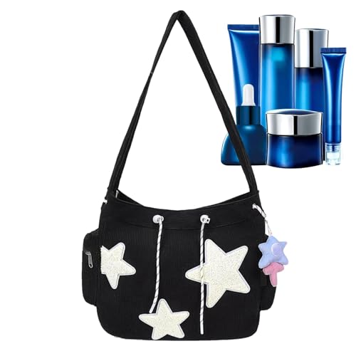 Niktule Stern-Umhängetasche, Stern-Tragetasche, Kord-Handtasche, Süße Schultertasche, Multifunktionale Hobo Messenger-Tasche Mit Sternmuster, Große Kapazität, Tragbare Umhängetaschen Für Mädchen von Niktule