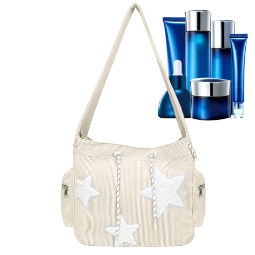 Niktule Stern-Umhängetasche, Stern-Tragetasche, Kord-Handtasche, Süße Schultertasche, Multifunktionale Hobo Messenger-Tasche Mit Sternmuster, Große Kapazität, Tragbare Umhängetaschen Für Mädchen von Niktule