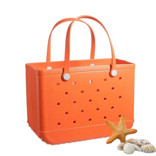 Niktule Stylish, Large Beach Tote, Waterproof Washable Rubber Tote Bag with Holes for Beach Pool Gym Sports Shopping Laptop Fan Hook Essentials Shoulder von Niktule