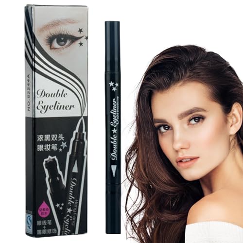 Stempel-Eyeliner,eyeliner wasserfest schwarz,eyeliner stempel,Eyeliner-Stifte mit Mond-Stern-Herz-Blumenstempeln Professioneller flüssiger Eyeliner, wasserfeste, wischfeste Stempelschablonen formen von Niktule