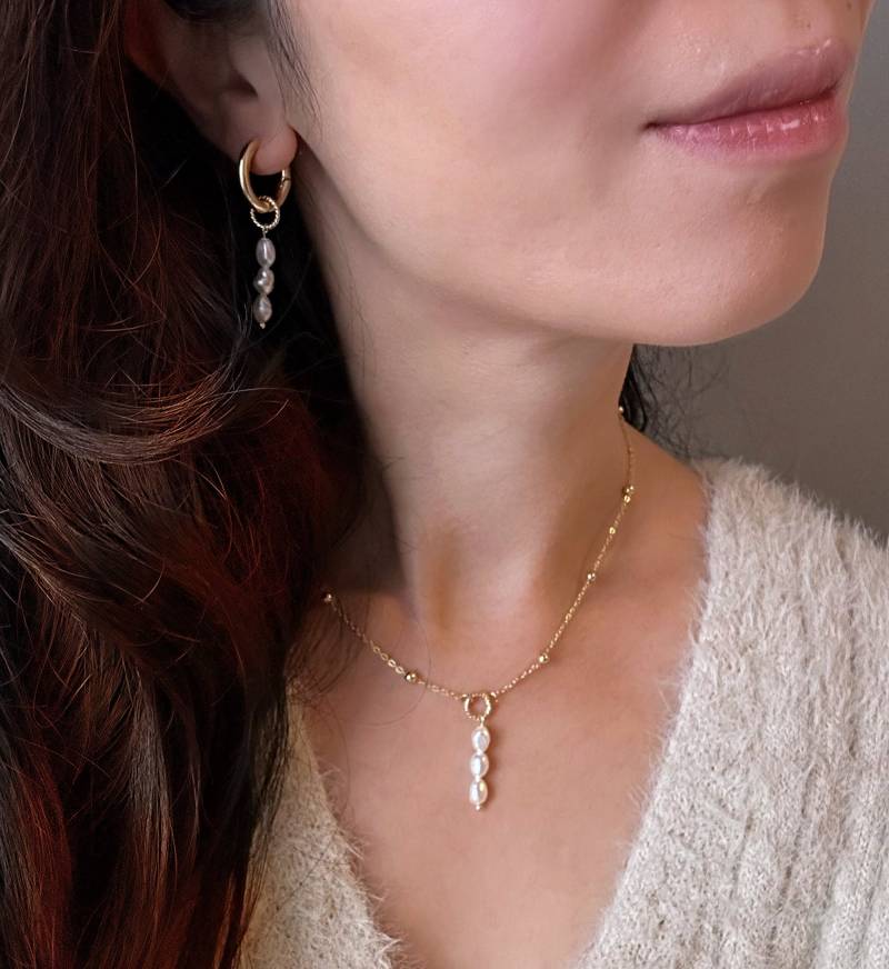 3 Perlen Kette Gold/Handgefertigte Edelstein Weihnachtsgeschenk Für Sie von NikyMoon