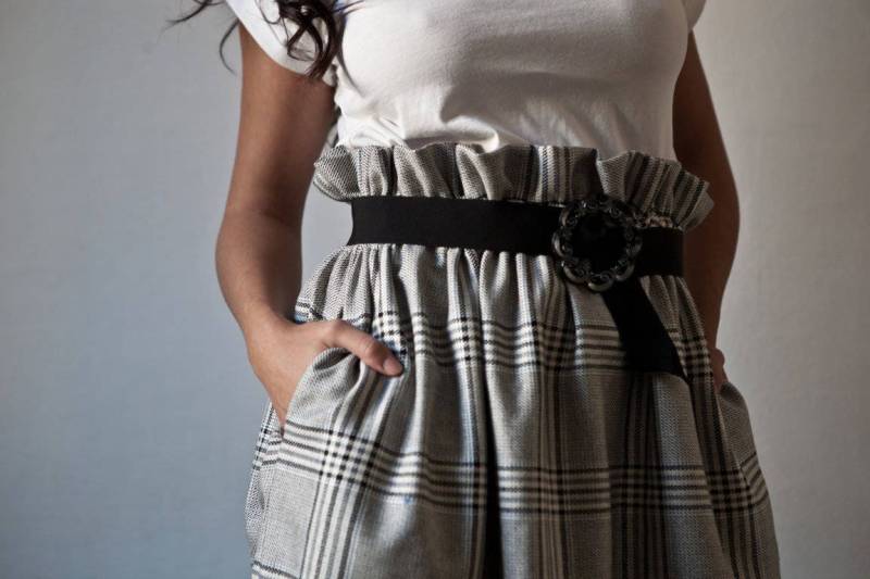 Schottenkaro Rock Mit Taschen One Size Paperbag - Taillenrock von Nikysstudio