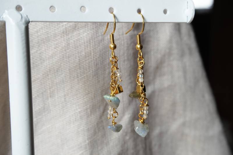 Hängeohrringe, Edelstein Ohrringe, Labradorit Edelsteine, Kristall Ohrhänger von NilaJewellery