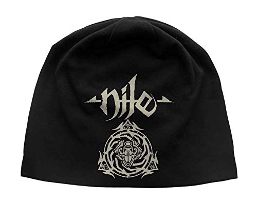 Nile Mütze Beanie Scarab Band Logo Nue offiziell Schwarz Unisex Jersey Print One Size von Nile