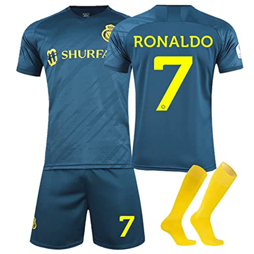 Al NASSR FC Trikot für Kinder No.7 Fußball Trikot 22/23 Heim/Auswärtstrikot, Outdoor FußBall Jersey Fußballtrikots Fussball T-Shirt Shorts und Socken Set für Junge Trikot Herren Anzug von NileMAll