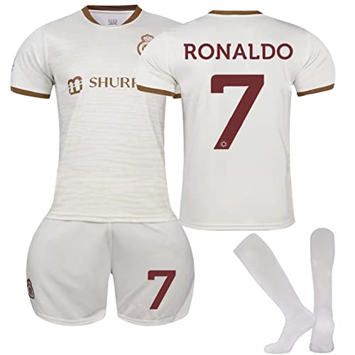 Al NASSR FC Trikot für Kinder No.7 Fußball Trikot 22/23 Heim/Auswärtstrikot, Outdoor FußBall Jersey Fußballtrikots Fussball T-Shirt Shorts und Socken Set für Junge Trikot Herren Anzug von NileMAll